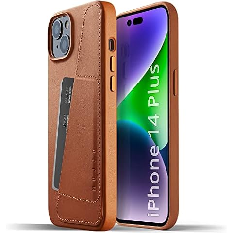 Mujjo iPhone 14 Plus Leather Case | Case with Card Holder | iPhone 14 Plus Leather Case, iPhone 14 Plus Phone Case with Card Holder, iPhone 14 Plus Wallet Case TAN Cover