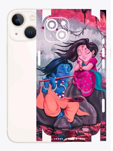 Image of AtOdds - Full Body Back Screen Guard Protector Film - Lamination Wrap Skin Sticker for iPhone 13 mini | Scratchproof Matte Finish (Design - Radha Krishan)