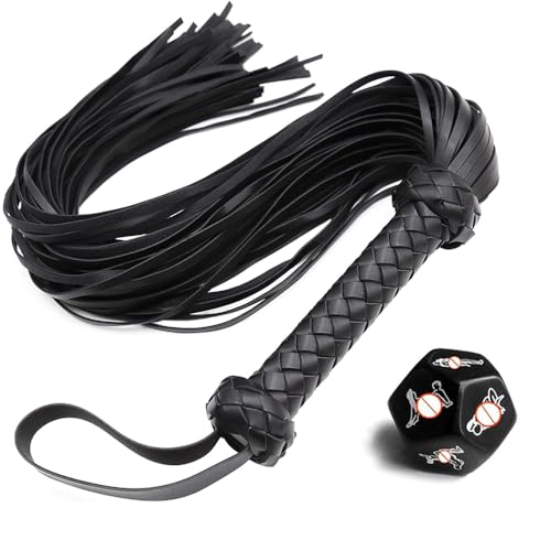 stoqucel Frusta in Pelle Frusta Nappa Frusta da Equitazione con Impugnatura Antiscivolo Frusta in Pelle, utilizzata per spettacoli teatrali (Nero)