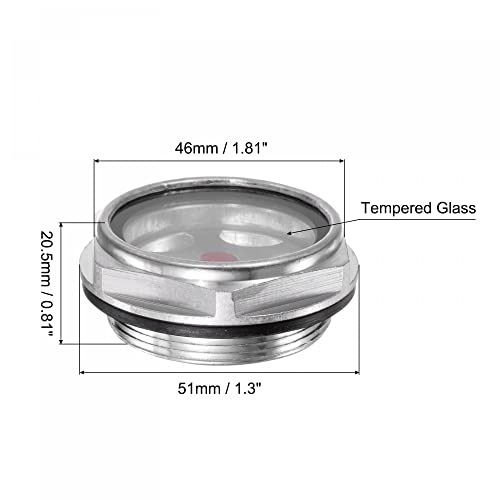 sourcing map Luftkompressor Ölstandanzeige Schauglas M42x1.5mm Aluminum Flüssigkeitsanzeiger