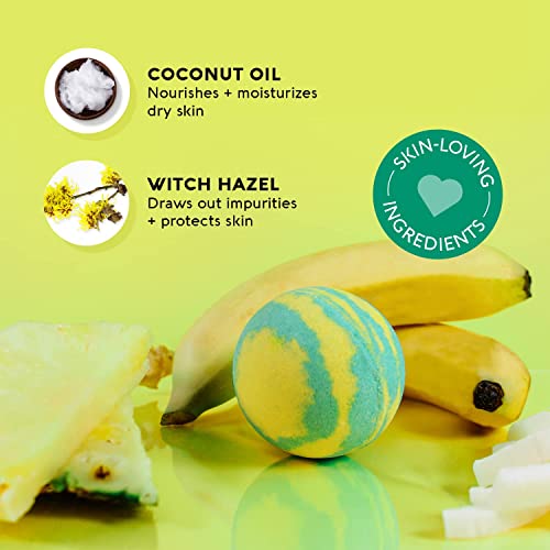 Nature's Beauty Tropical Escape, Pineapple & Coconut Scent Bath Bomb Multi-Pack - Natural Hand Crafted, Luxury Spa Bomb, Nourish Dry Skin, Made W/ Coconut Oil + Witch Hazel, 4.6 Oz (4 Pack) #TOP1