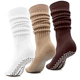 【Conception Antidérapante】La semelle de ces chaussettes hautes femme coton empilées jusqu'aux genoux est dotée de particules antidérapantes en silicone à haute adhérence réparties uniformément. Elles offrent une adhérence sûre sur les tapis de yoga, les parquets ou les sols des salles de sport, empêchant ainsi tout glissement pendant les exercices d'équilibre et garantissant une plus grande stabilité et sécurité pour chaque entraînement.