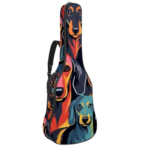 Housse guitare acoustique imperméable 40-41 pouces avec protection éponge motif teckel
