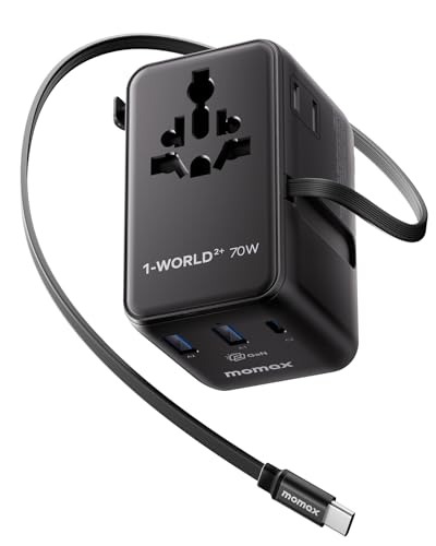 Adaptateur de voyage international 70W MOMAX multi-prises noir
