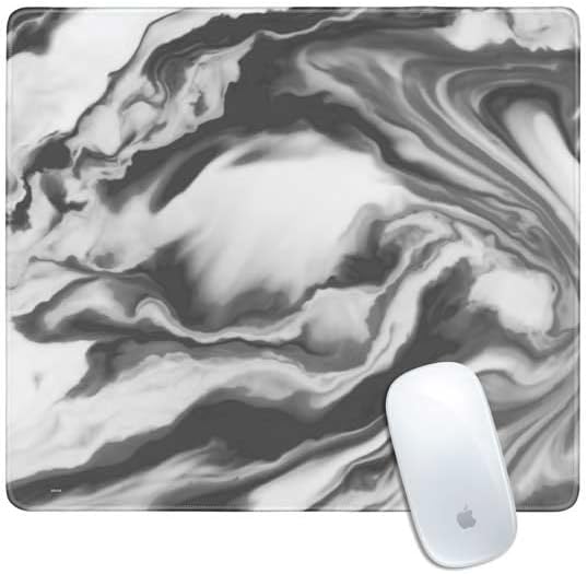 Skinit Small Gaming Mouse Pad - Grey Marble Ink Design with Stitched Edges, Waterproof, Non-Slip Rubber Base, Desk Mat for Keyboard & Mouse, 12.6" x 11" inches