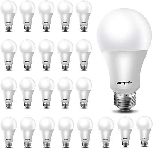 Energetic 24 Pack A19 3000k LED Light Bulbs Frosted 60 Watt Equivalent, E26 Base, Non-Dimmable, 760lm, UL Listed