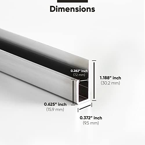 60 inch Chrome 1/4" Deep Nose Aluminum J-Channel by Fab Glass and Mirror by Fab Glass and Mirror - Image 2