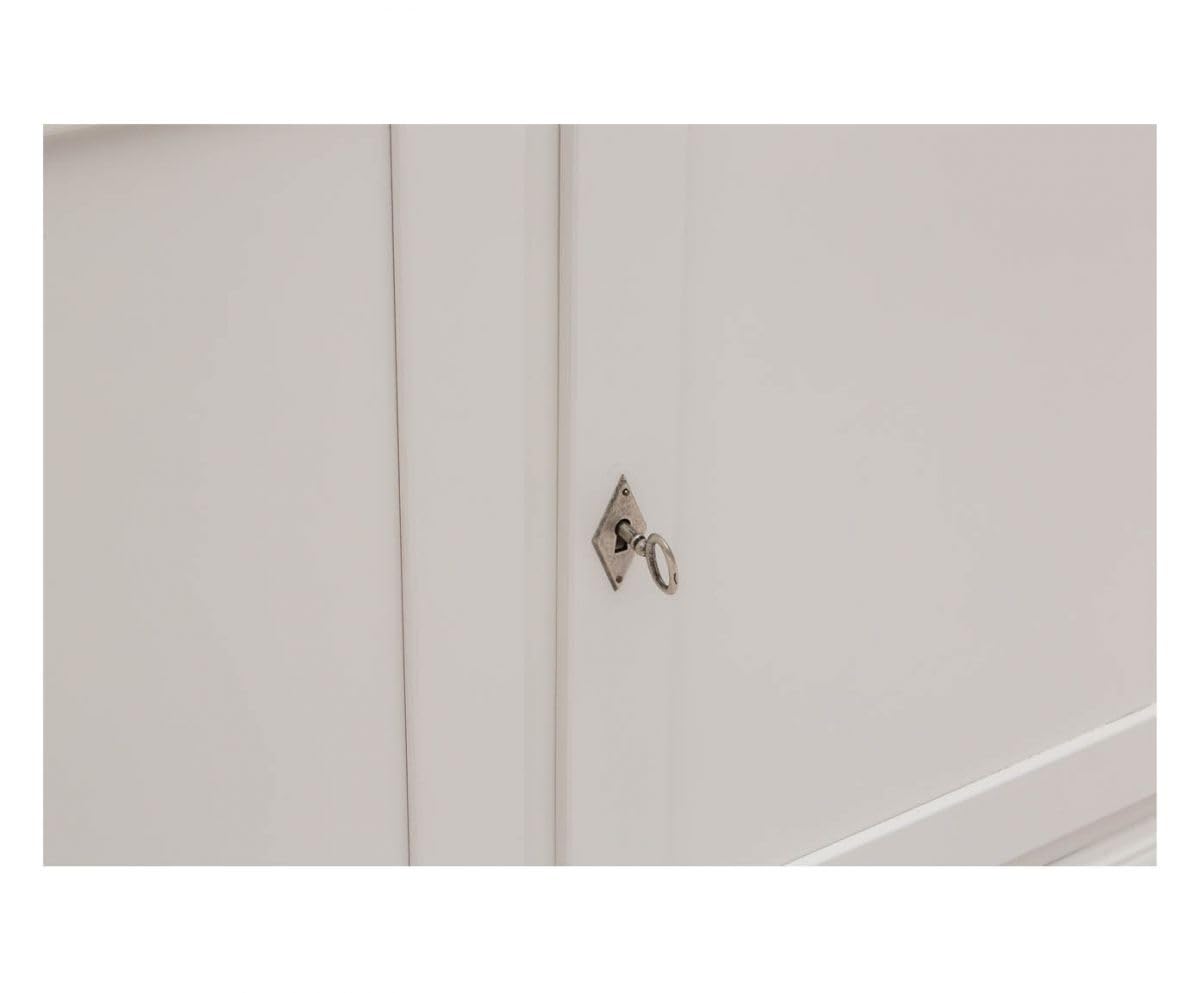 Vicentini arreda CREDENZA CRISTALLIERA IN LEGNO 4 PORTE MOD MARTINI SHABBY CHIC BIANCA