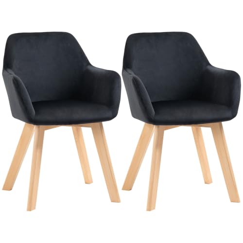 HOMCOM Pack de 2 Sillas de Comedor Modernas 54x57x80 cm, Negro