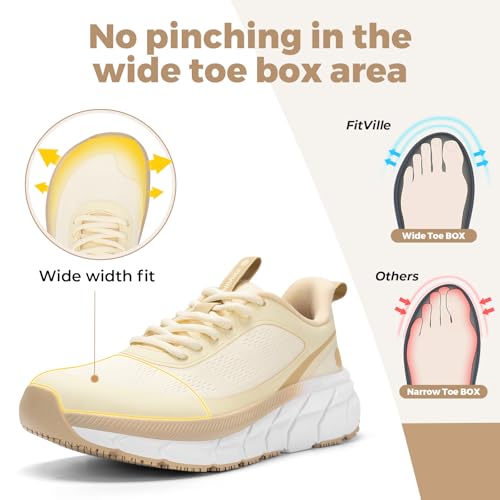 Image of FitVille Wide Toe Box Shoes Women Comfortable Non Slip Wide Walking Shoes Women Swollen Feet Lightweight