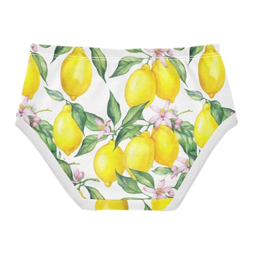 Joisal Watercolor Yellow Lemons Girl Panties Cute Toddler Girls Underwear Cotton Flower Briefs Undies Kids 2t2