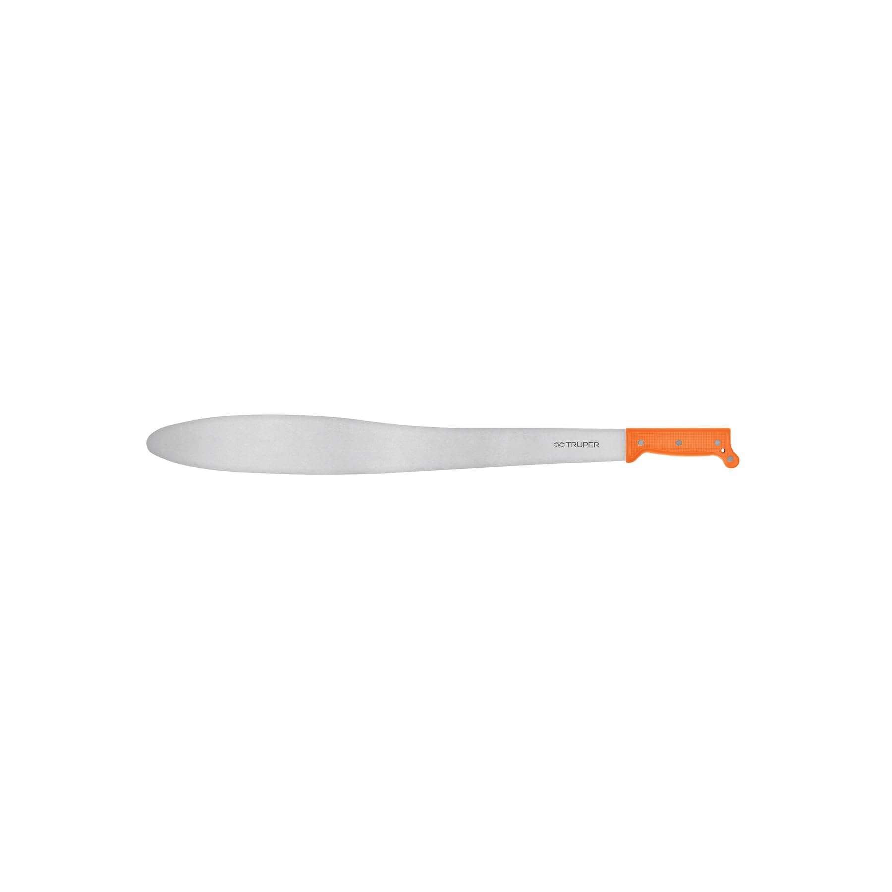 Truper 24-Inch Caguayano Machete, Heavy-Duty Polished High-Carbon Steel Blade, High-Visibility Straight Orange Handle with Solid Rivets and Non-Slip Textured Grip (Model 15873 / T-1173-24P)