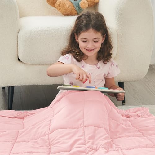 Image of yescool Weighted Blanket (5 lbs, 36 inch x 48 inch, Pink) Cooling Heavy Blanket, Perfect for 40-60 lbs, Breathable Throw Blanket Gifts with Premium Glass Bead, Machine Washable