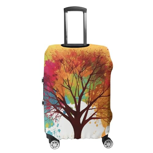 Colorful Tree Luggage Cover, Elastic Luggage Protector Fits 19-32in Suitcases, Washable & Anti-Scratch Suitcase Cover for Men Women M4