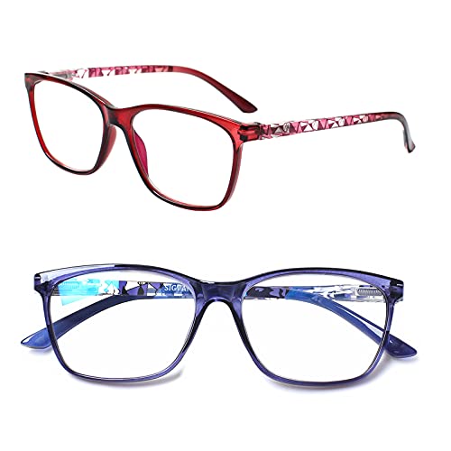 Image of SIGVAN Ladies Reading Glasses Blue Light Blocking Spring Hinge Fashion Pattern Print Eyeglasses for Women