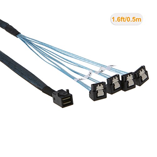 Cable Mini SAS (SFF-8643 Host) a 4 SATA con cable SATA III 2 pack miniatura 3