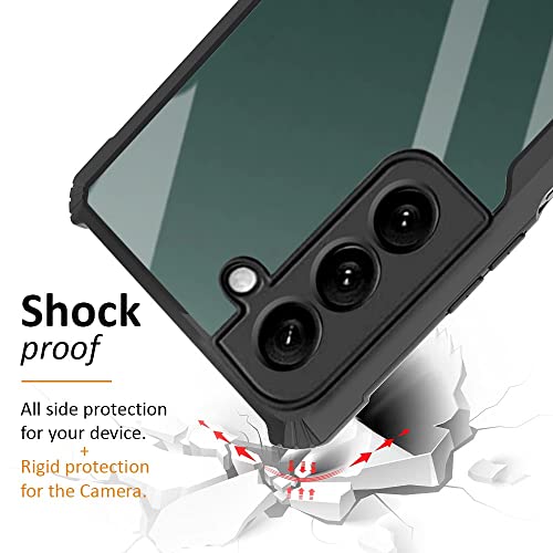 Image of WOW IMAGINE Shock Proof Clear Protective Back Case for Samsung Galaxy S22 Plus 5G - AirEDGE Technology | 360 Degree Camera Protection | Transparent Hybrid Back Case Mobile Cover - Black