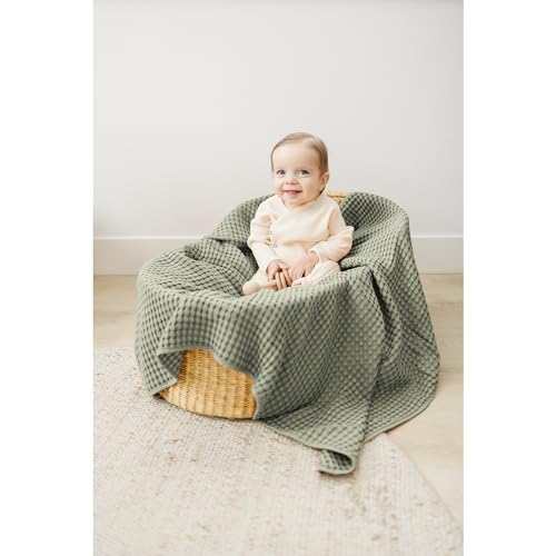 Image of Konssy Waffle Baby Blanket for Boys & Girls, Soft Newborn Swaddle Blanket