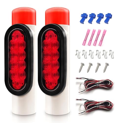 Aila 2PCS Boat Trailer Guide Pole Lights, IP67 Waterproof LED PVC Pipe Lights, 12V Submersible Turn Signal Brake Marker Reverse Lights for Trailer Guide-Ons