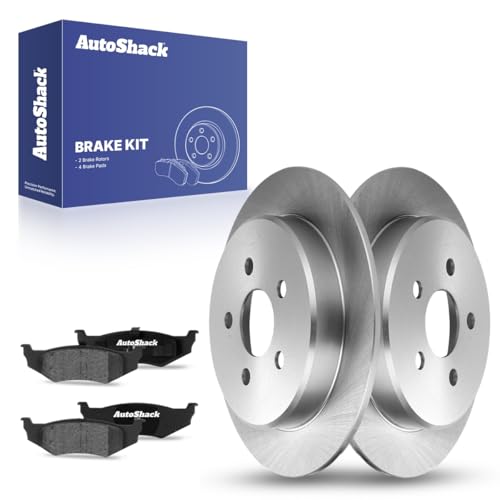 AutoShack Rear Brake Rotors & Ceramic Pads for Chrysler & Dodge, PT Cruiser 2001-2007 Sebring 2004-2006 Neon 1995-2004 Stratus 2004-2006, FWD L4 2.0L 2.4L V6 2.7L 3.0L - 10.63" (270 mm), 5-Lug