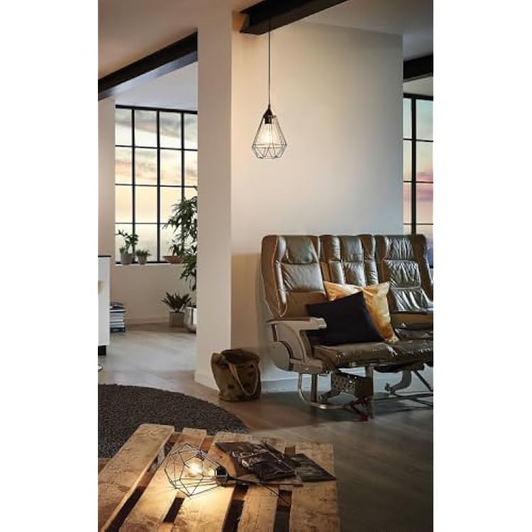 EGLO Lighting 94187A One Light Pendant, Matte Black