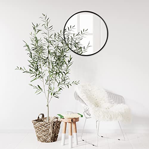 Space Art Deco, 20 Inch Black Round Mirror, Circle Wall Mirror For Bathroom, Living Room, Bedroom, Wall Decor, Vanity And More Decorative Aluminum Circular Mirrors #TOP6