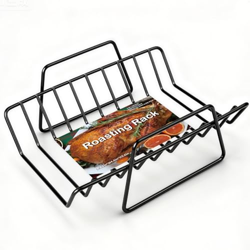 Roasting Rack for Turkey, Non-Stick Safe Coating Heavy-duty Turkey Rack for Roasting Pan, 2-in-1 Rib Rack for Smoker Grill, Roasting Rack Insert for Smokers, Oven Cooking