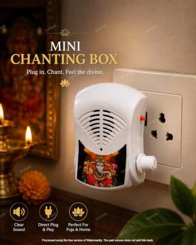 Image of 35-in-1 Mantra Chanting Box with LED Light | Om Chanting Machine for Home Temple | Hindu Devotional Speaker with Volume Control | Plug & Play Spiritual Audio Player for Prayer