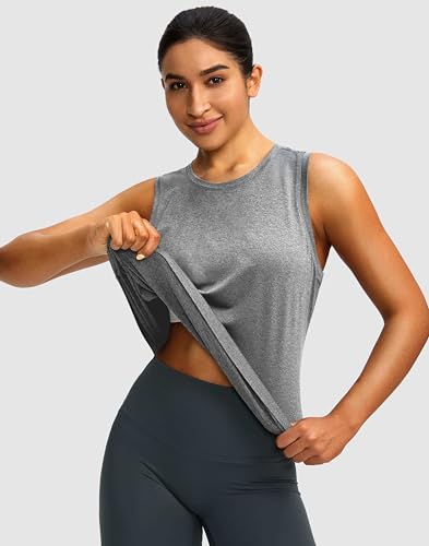 Image of Women's Workout Tops Racerback Athletic Tank Tops Sleeveless Loose Fit Yoga Running Gym Shirts for Women