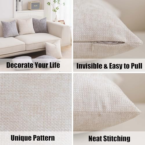 Niniallchenillethrowpillowcoversbeige18x18inchsetof2decorativeluxuriouspillowcoverfarmhousepillowcasecushioncasesforcouchbedandhomedecor  Urban Country Home Decor Nini all chenille throw pillow covers beige 18×18 inch set of 2 decorative luxurious pillow cover farmhouse pillowcase cushion cases for couch bed and home decor  urban country home decor