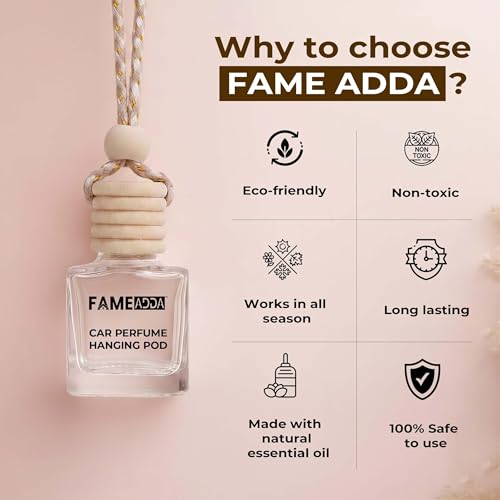 Image of 10 ML Pack of 6 Premium Rose Lavender Jasmine Lemon Sandalwood & Vanilla Car Perfume Luxury Air Freshener /Natural Fragrance Oils in Glass Bottle with Wooden Diffuser Lid /Last Upto 60 Days