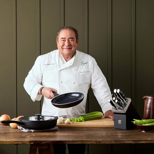 Image of Henckels x Emeril, Nola 2-Pc Ceramic Fry Pan Set, Made in Italy, Black | Oven Safe Up To 350F, Free of PFAS, PFOA, PTFE, Lead & Cadmium. Induction Cookware Compatible Designed for All Cooktops.