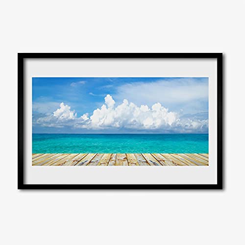 Affiche avec cadre murale pour salon paysage marin déco 60x40
