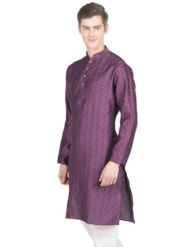 Image of SG LEMAN Knee Length Solid Kurta for Men | Silk | Long Sleeve | Ethnic Wear for Men | Party and Weeding wear Kurta