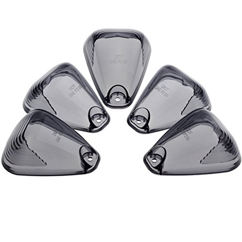 5Pcs Cab Marker Light Smoke Cover Green Led, Cab Roof Running Light, Top Marker Light For 1999-2016 Ford F150 F250 F350 F450 F550 F650 F750 E150 E250 E350 E450 Super Duty Pickup Truck (Without Base) #TOP2