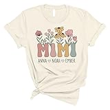 FLOCHIL Personalized Mimi Shirt, Custom Tshirts with Kid Name, Mothers Day Shirt for Women, Custom Gift for Mimi, Mothers Day, Christmas