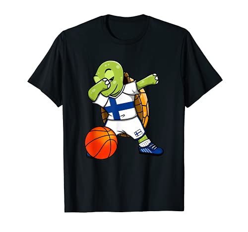 Dabbing Turtle Finland Jersey Finnish Basketball Fans Sport T-Shirt