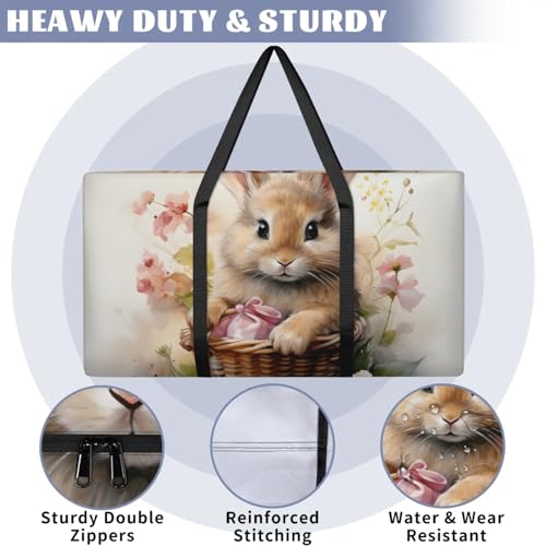 East Bunny Extra Large Moving Bags Heavy Duty Storage Bags Fantastic Rabbit Cloth Wrap Around Handles Double Zipper Reusable Convenient Foldable Storage Tote for Travel Camping Space Save3