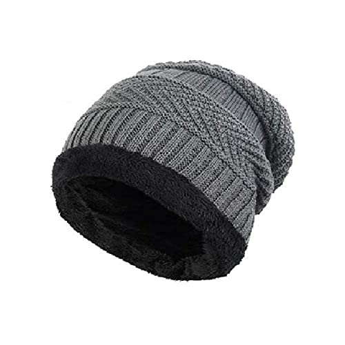 TruFlair Winter Knit Beanie Cap Hat Neck Warmer Scarf and Woolen Gloves Set Skull Cap for Men Women/Winter Cap for Men (Grey Color-3 Piece)(Tru-Cap-04 1