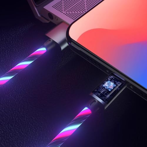 Image of AYI 3 in 1 USB Charging Cable Dynamic Flowing Light Effect,Flexible Tangle-Free Design,Smart Chip with Trickle Charging & Low Power Consumption,Data Sync Cord for Most Mobile Devices-colorful 30inches