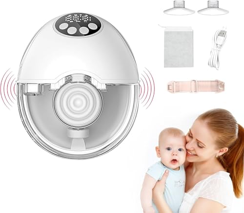 Sacaleches Eléctrico, 210ML Sacaleches Eléctrico Portátil Manos Libres 4 Modos 12 Niveles Sacaleches Eléctrico Bajo Ruido con Pantalla LED, con Cómoda Brida de 21/24 mm