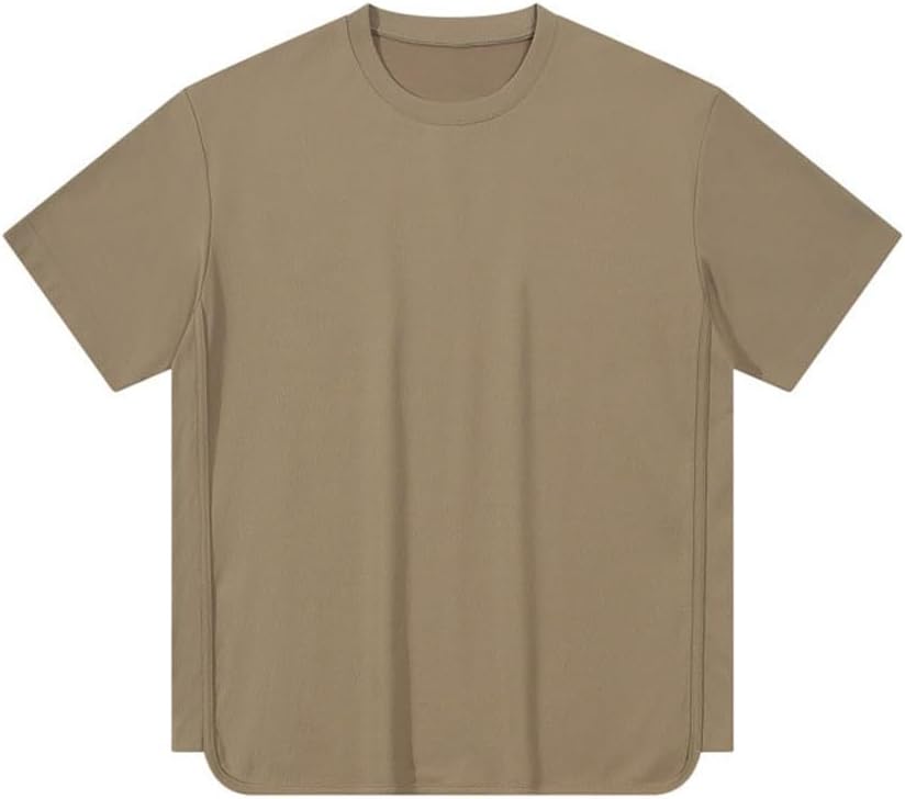 Shoulder Drop Sports Casual Loose Split Short Sleeved T-Shirt for Men