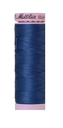 Hilo de algodón sólido Mettler Silk-Finish, 164 yd/150 m, azul acero miniatura 1
