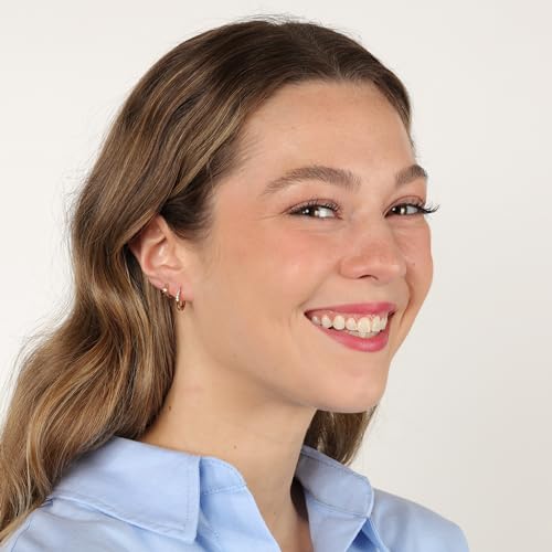 Lavari Jewelers Lab Grown Diamond Huggie Hoop Earrings for Women - 18k Yellow Gold Plated 925 Sterling Silver Earrings for Her (F-G, VS1-VS2, 0.10 cttw) Petite Hypoallergenic Snap-In Hinged Hoops3