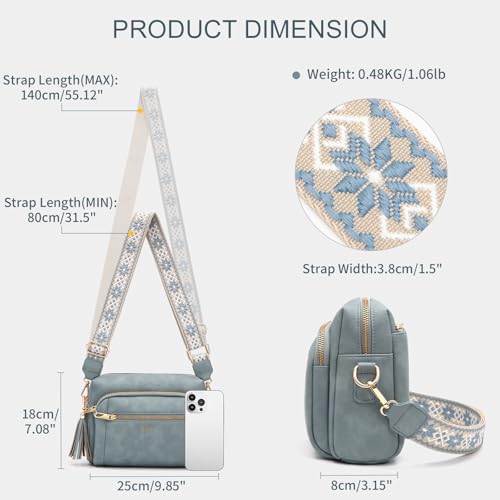 Image of Small Leather Crossbody Bags for Women Anti theft Purses and Handbag Shoulder Hangbag with Wide Strap Tassel