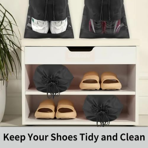 Image of Solitude Pack of 10 Shoe Bags for Travel & Storage Organizer | Dustproof Shoe Bag Pouches Travel Shoe Cover with Transparent Window for Travelling