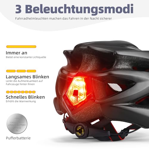 Shinmax Fahrradhelm Herren Damen mit Visier Abnehmbarer Fahrradhelm mit Licht MTB Fahrradhelm Erwachsenen Unisex Mountainbike Helm Radhelm… – Ansicht 3