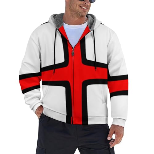 Veste polaire homme à capuche imprimé drapeau Angleterre sweat zippé chaud