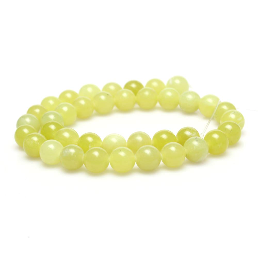 MJDCB Natural Round Stone Beads 10mm Lemon Jade Loose Gemstone Beads for Jewelry Making Bracelet Necklace 35pcs - Image 2
