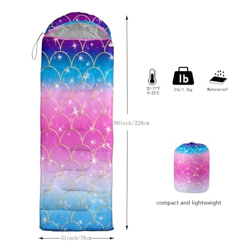 Saco de Dormir Axolotl Unicorn para Niños y Niñas – Ligero, Cálido para Clima Frío, Impermeable y Portátil con Bolsa de Compresión para Camping y Senderismo miniatura 3